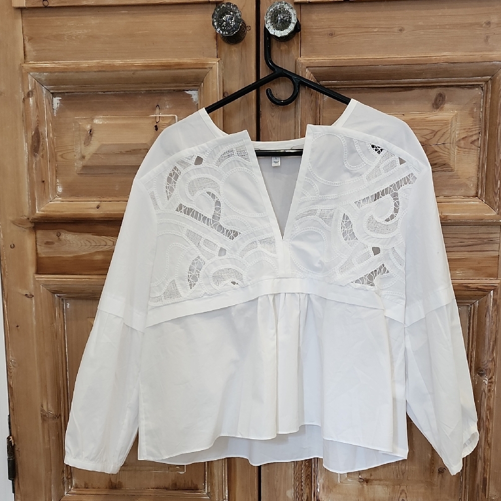 Banana Republic White Lace Blouse